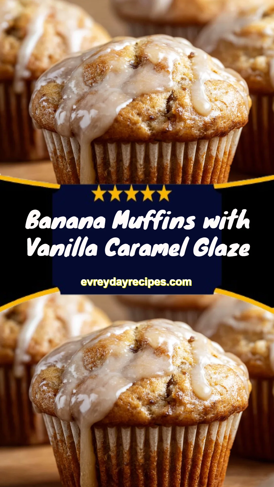 Banana Muffins with Vanilla Caramel Glaze