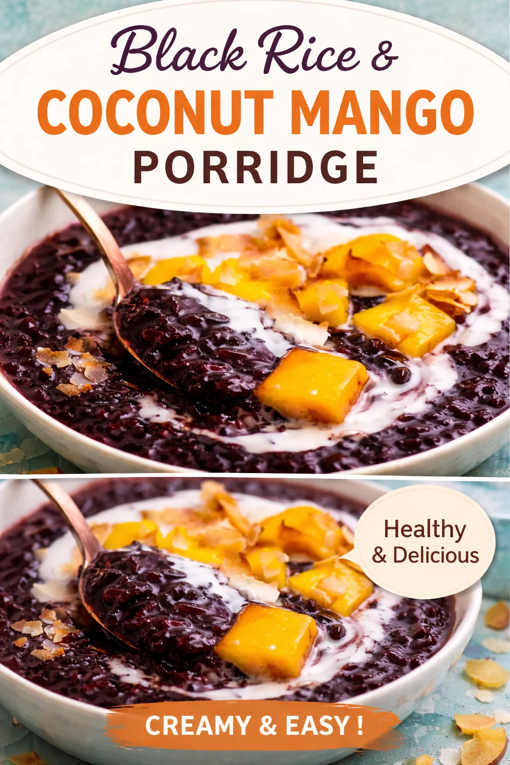 Delicious Black Sticky Rice Pudding with Coconut Delight