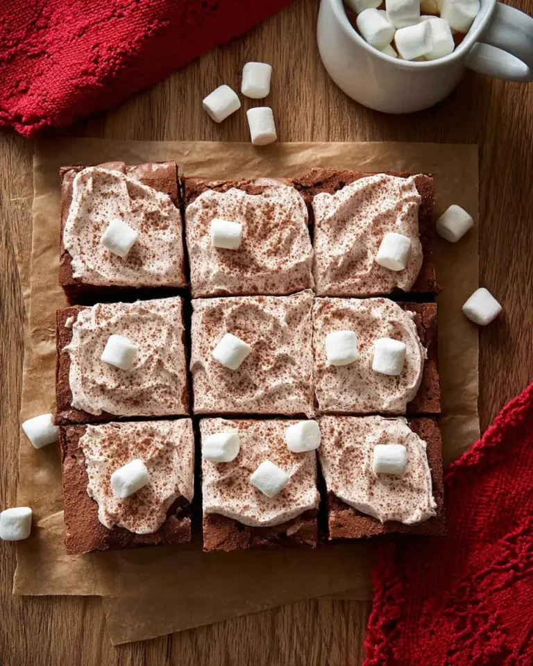 Delicious hot chocolate cheesecake bars topped with creamy chocolate ganache