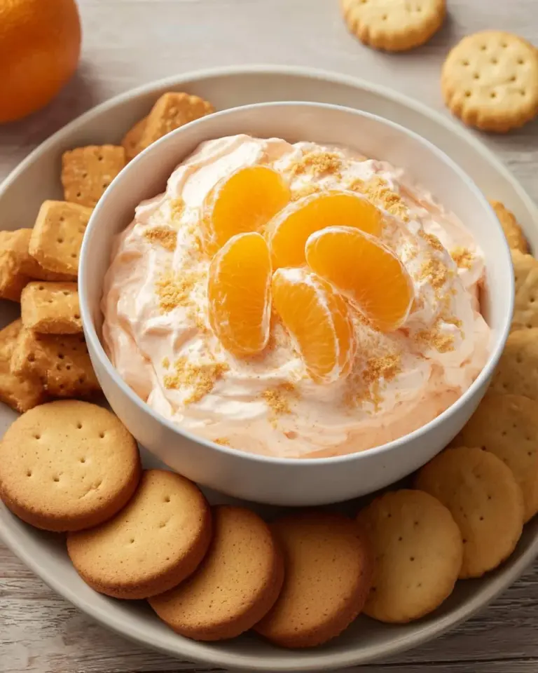 Delicious Orange Creamsicle Dream Dip served in a bowl with a spoon.