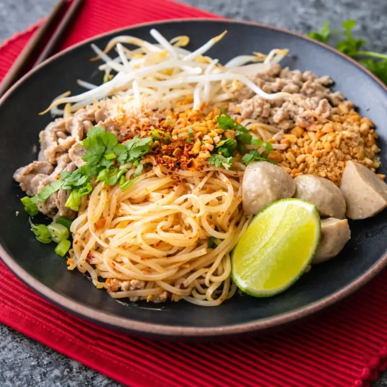 Soupless Tom Yum Noodles - Popular Thai dish with a spicy, tangy flavor.