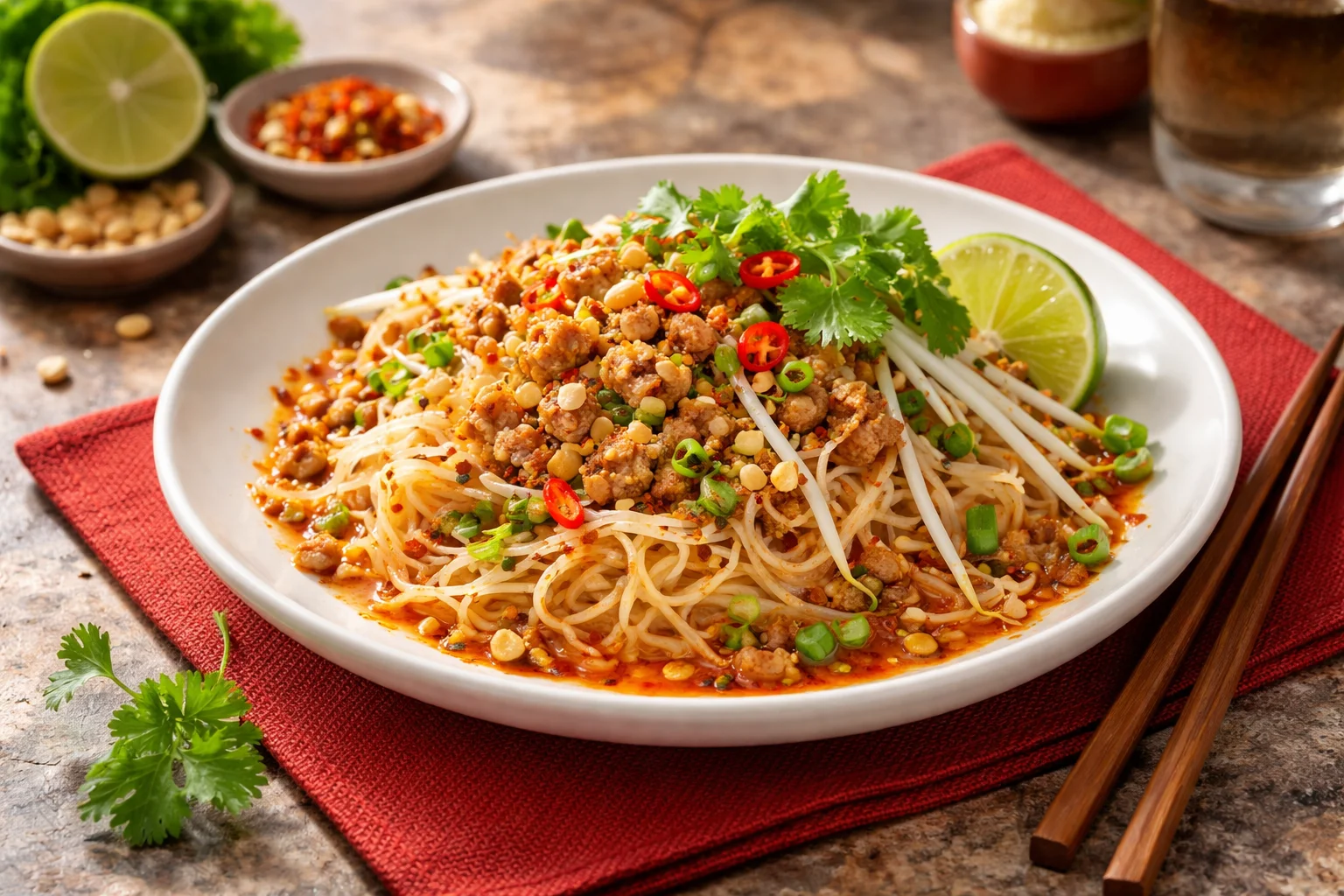 soupless tom yum noodles