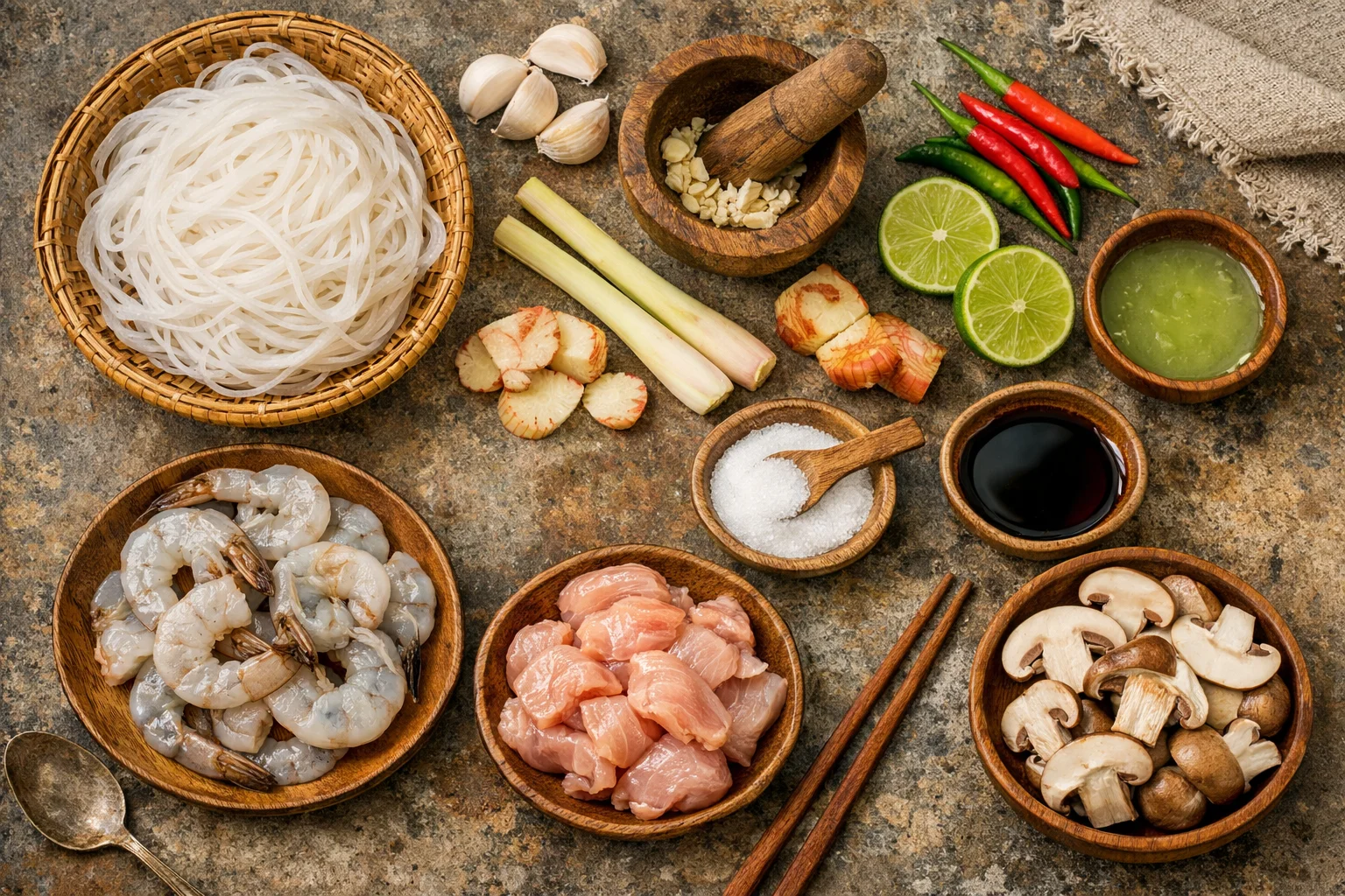 soupless tom yum noodles