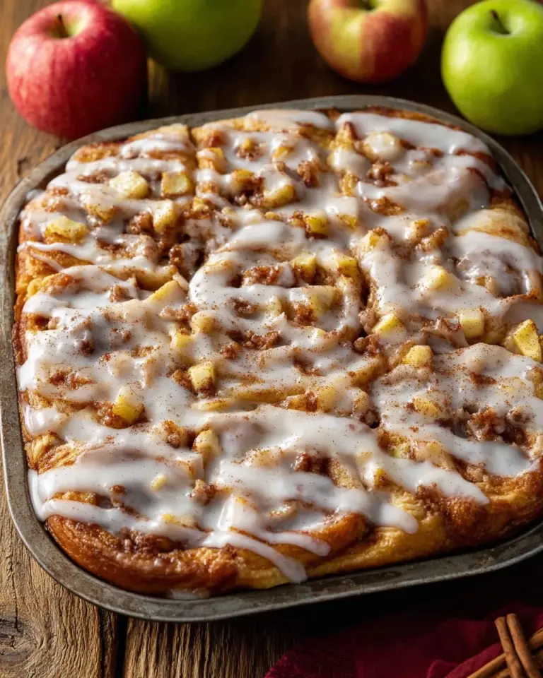 Freshly baked Apple Cinnamon Focaccia with a sweet glaze on top