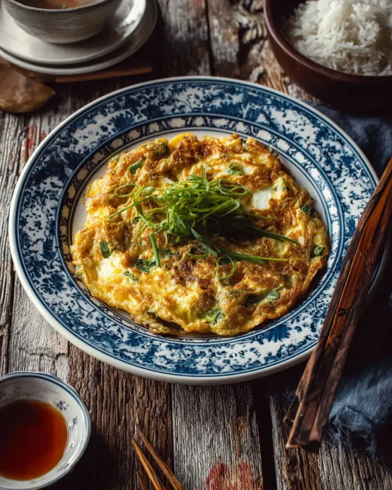 Delicious basic Thai omelette served with fresh herbs