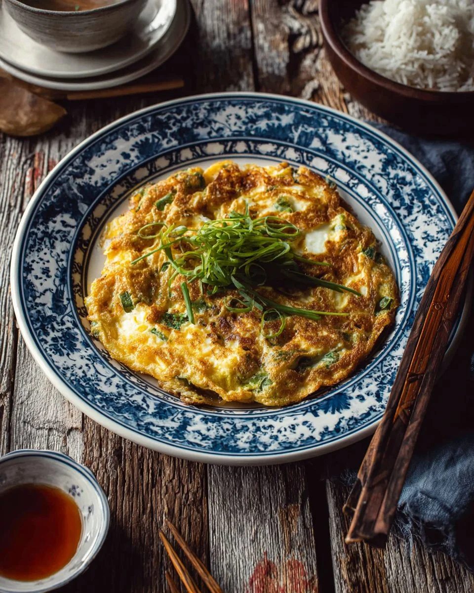 Delicious basic Thai omelette served with fresh herbs