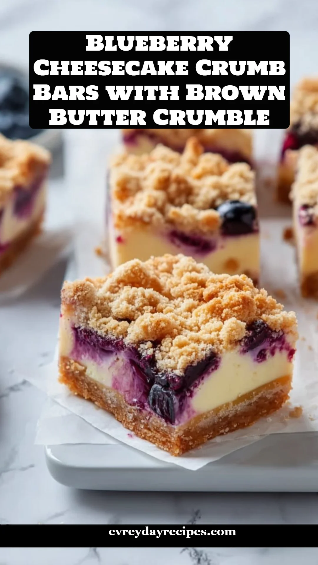Blueberry Cheesecake Crumb Bars with Brown Butter Crumble