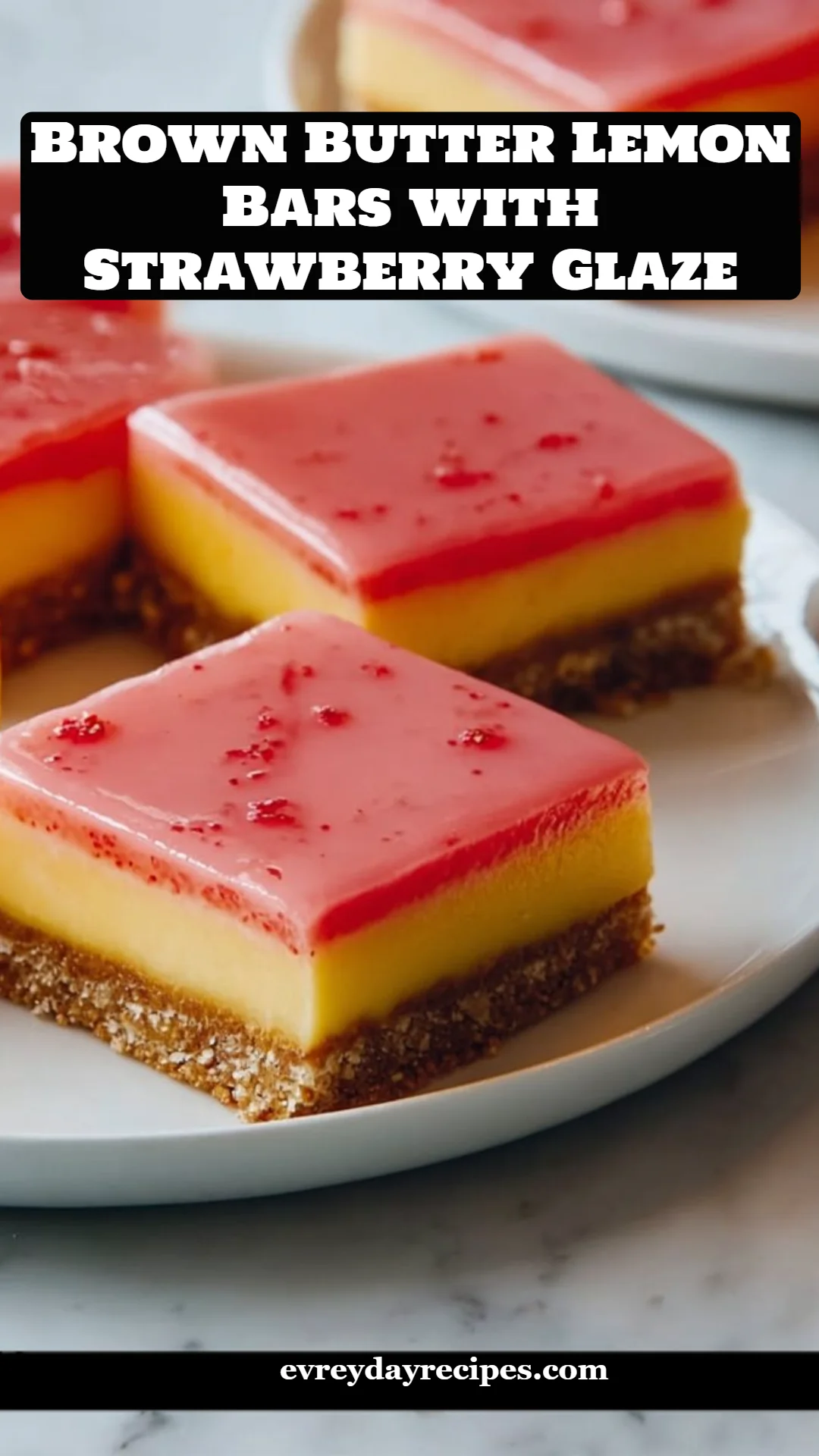 Brown Butter Lemon Bars with Strawberry Glaze