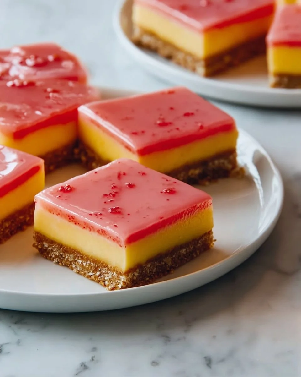 Brown Butter Lemon Bars with Strawberry Glaze