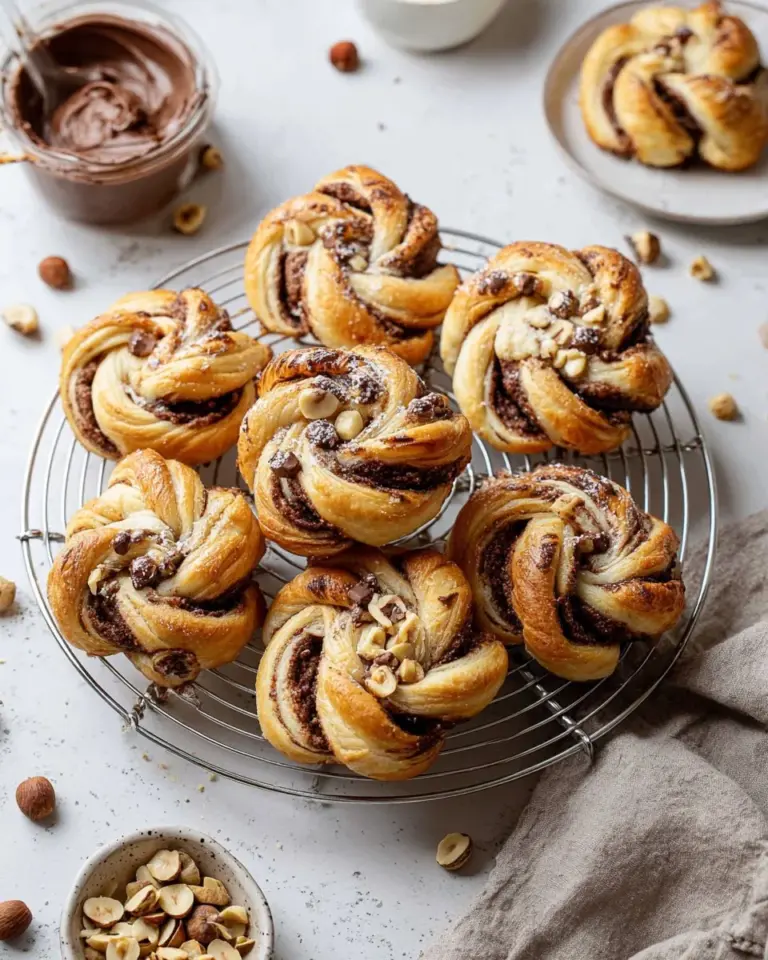 Delicious Chocolate Hazelnut Twists freshly baked and ready to enjoy.