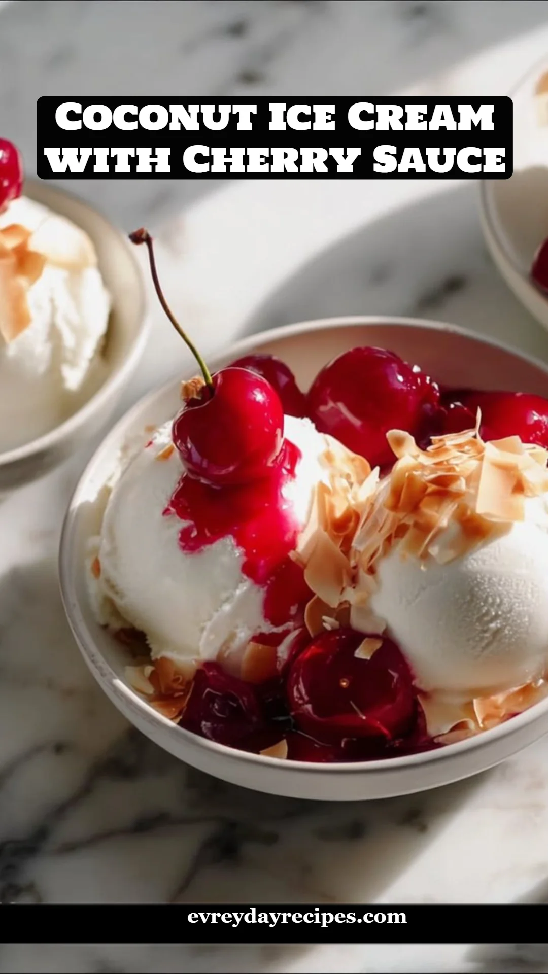 Coconut Ice Cream with Cherry Sauce