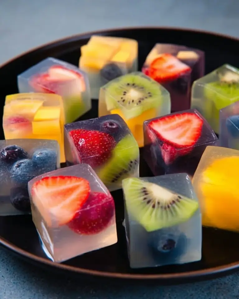 Coconut water jelly cubes served in a bowl for a refreshing dessert