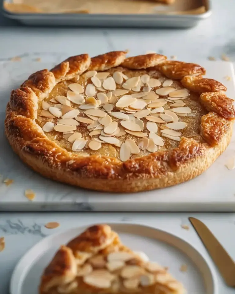 Delicious Frangipane Galette pastry with almond filling.
