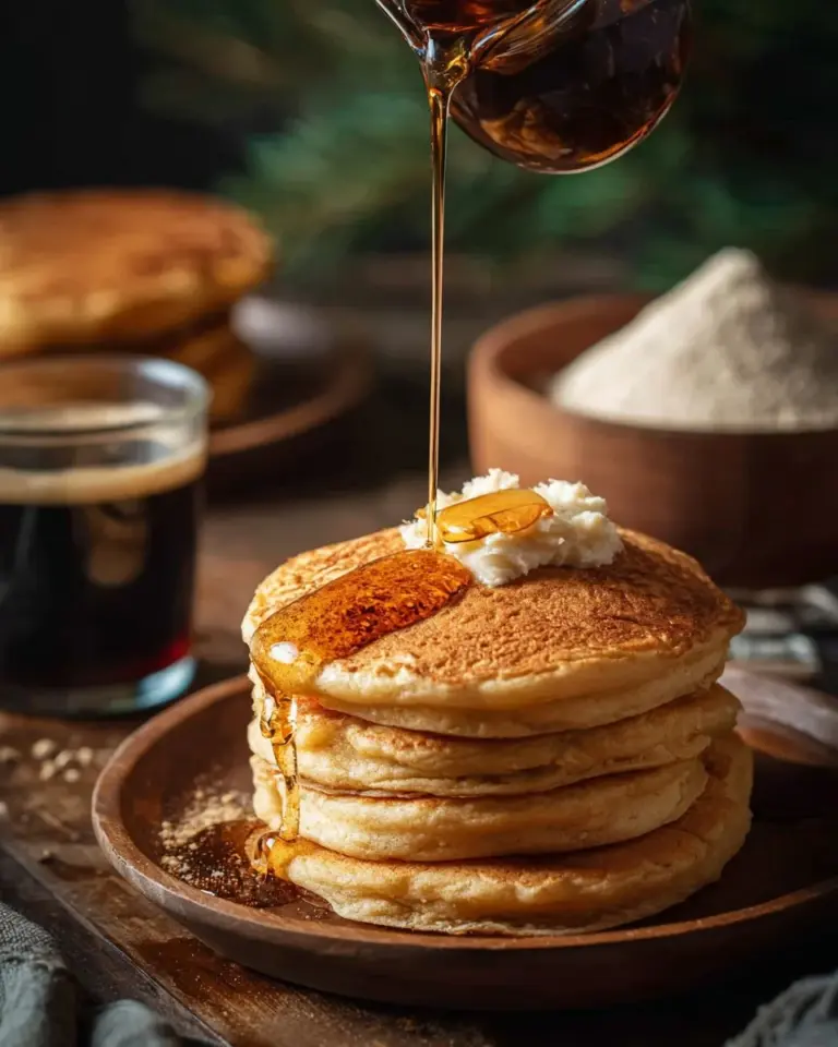 Delicious gingerbread pancakes topped with syrup and spice, ready to enjoy
