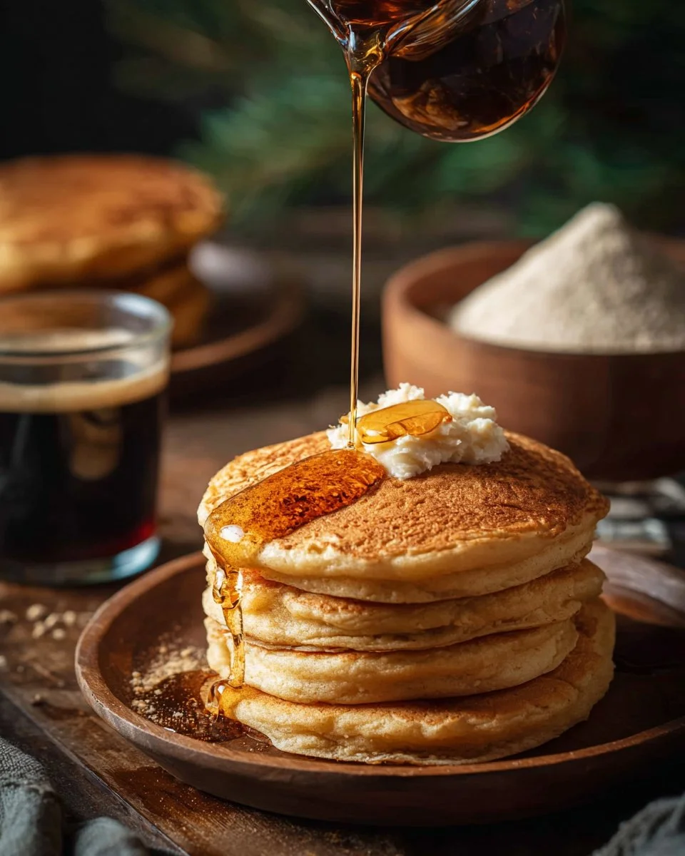 Delicious gingerbread pancakes topped with syrup and spice, ready to enjoy