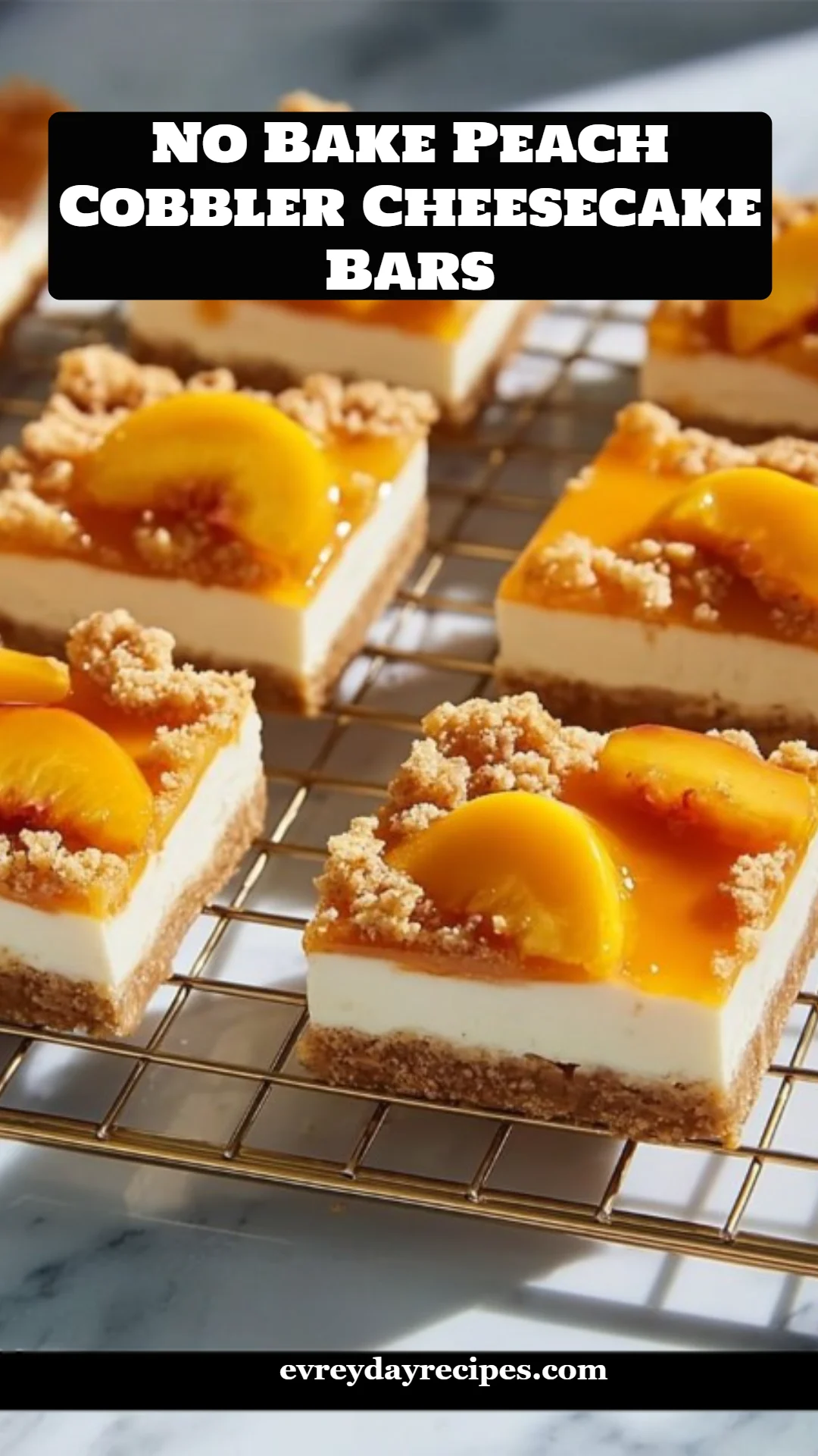 No Bake Peach Cobbler Cheesecake Bars