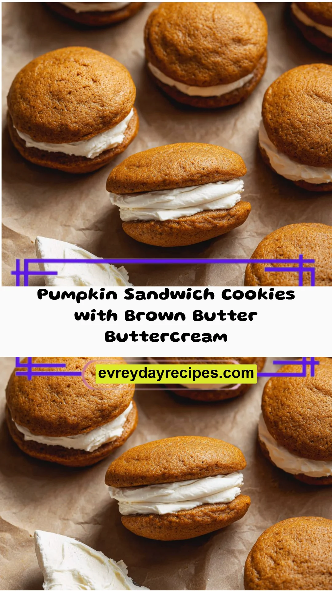 Pumpkin Sandwich Cookies with Brown Butter Buttercream