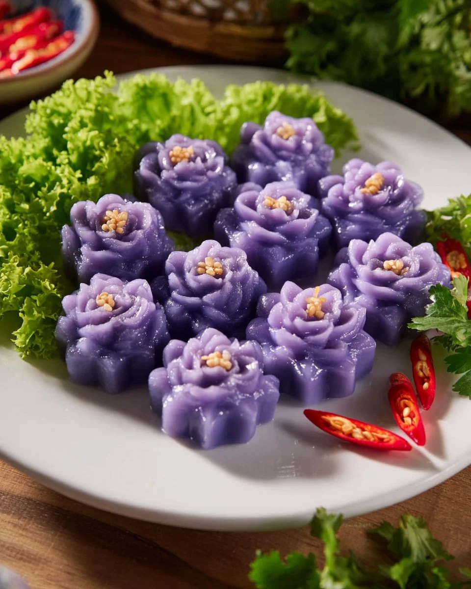 Royal Flower Dumplings Chor Muang, a traditional Thai delicacy.