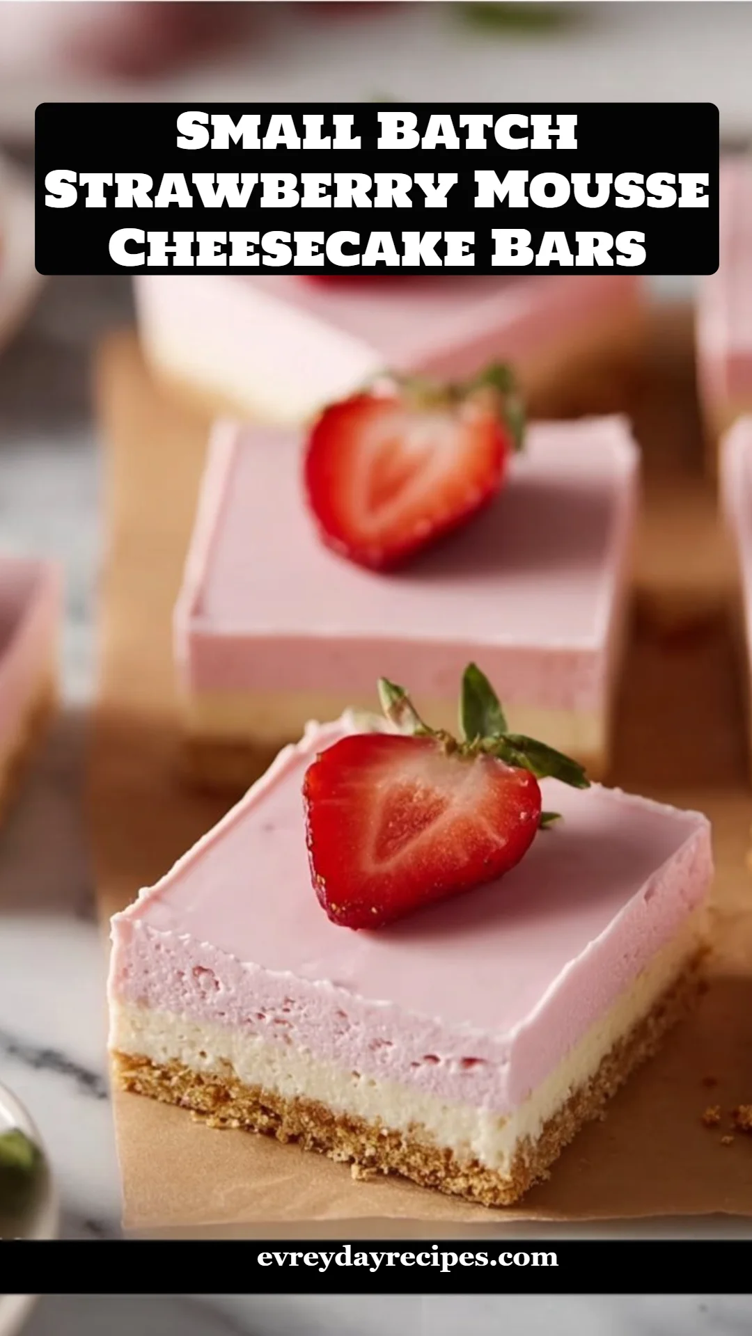 Small Batch Strawberry Mousse Cheesecake Bars