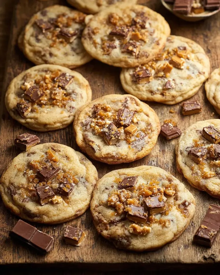 Freshly baked Snickers Cookies with chocolate and nuts on a plate