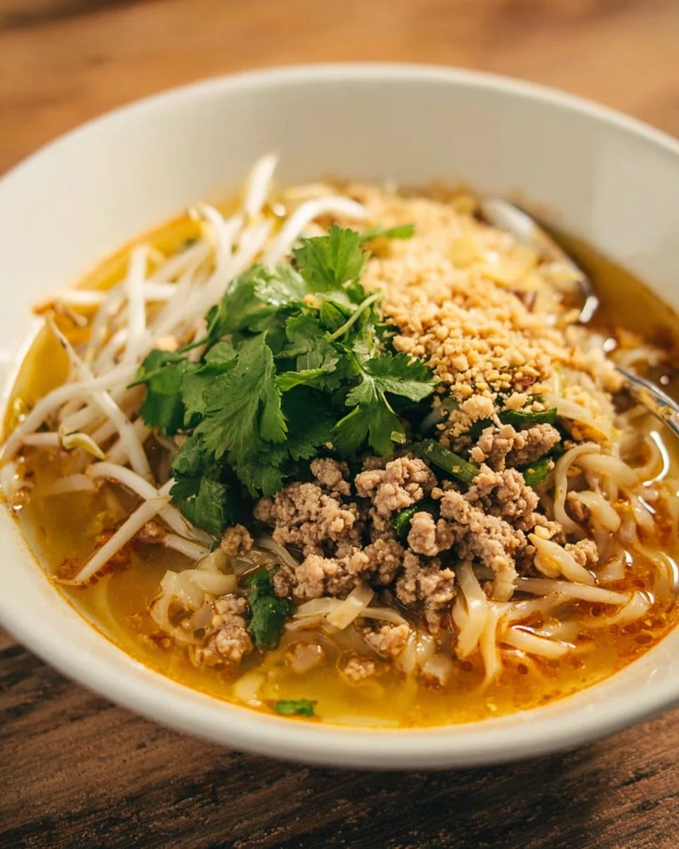 Thai Tom Yum Noodle Soup (spicy and sour noodle soup)