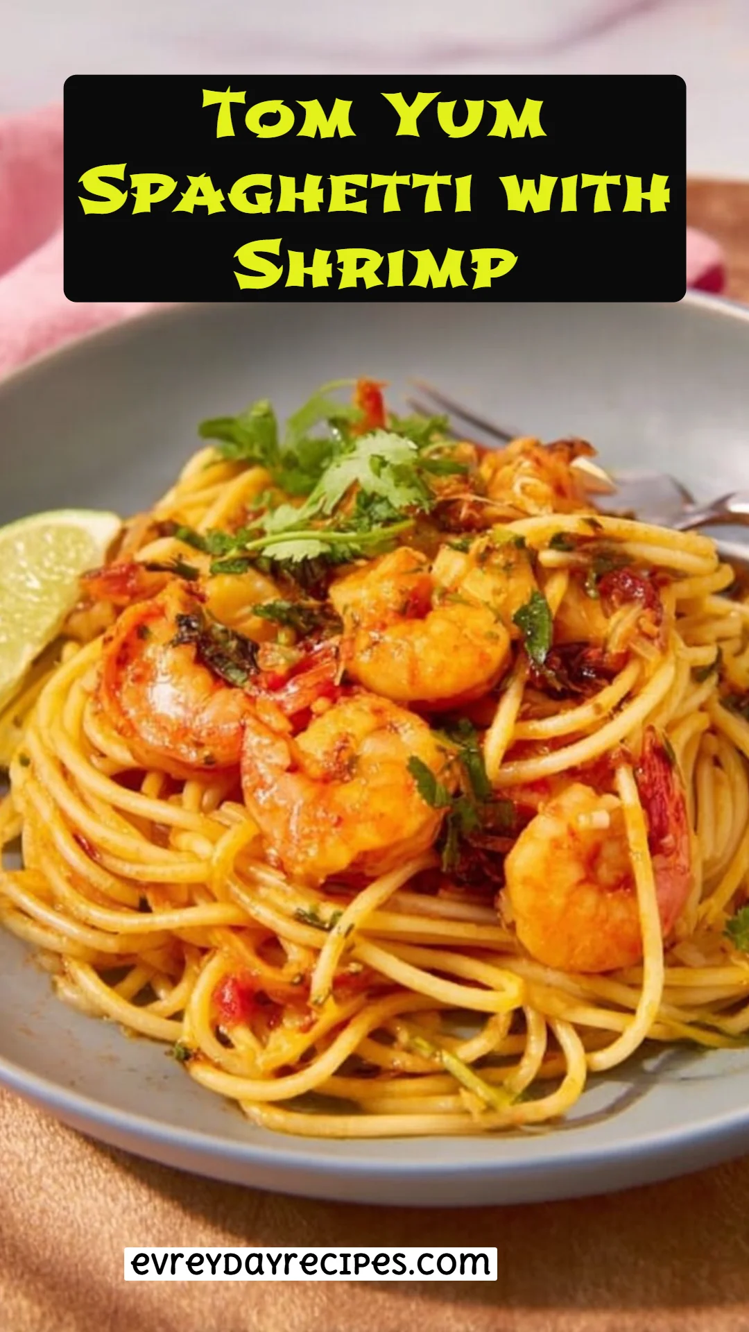 Tom Yum Spaghetti with Shrimp