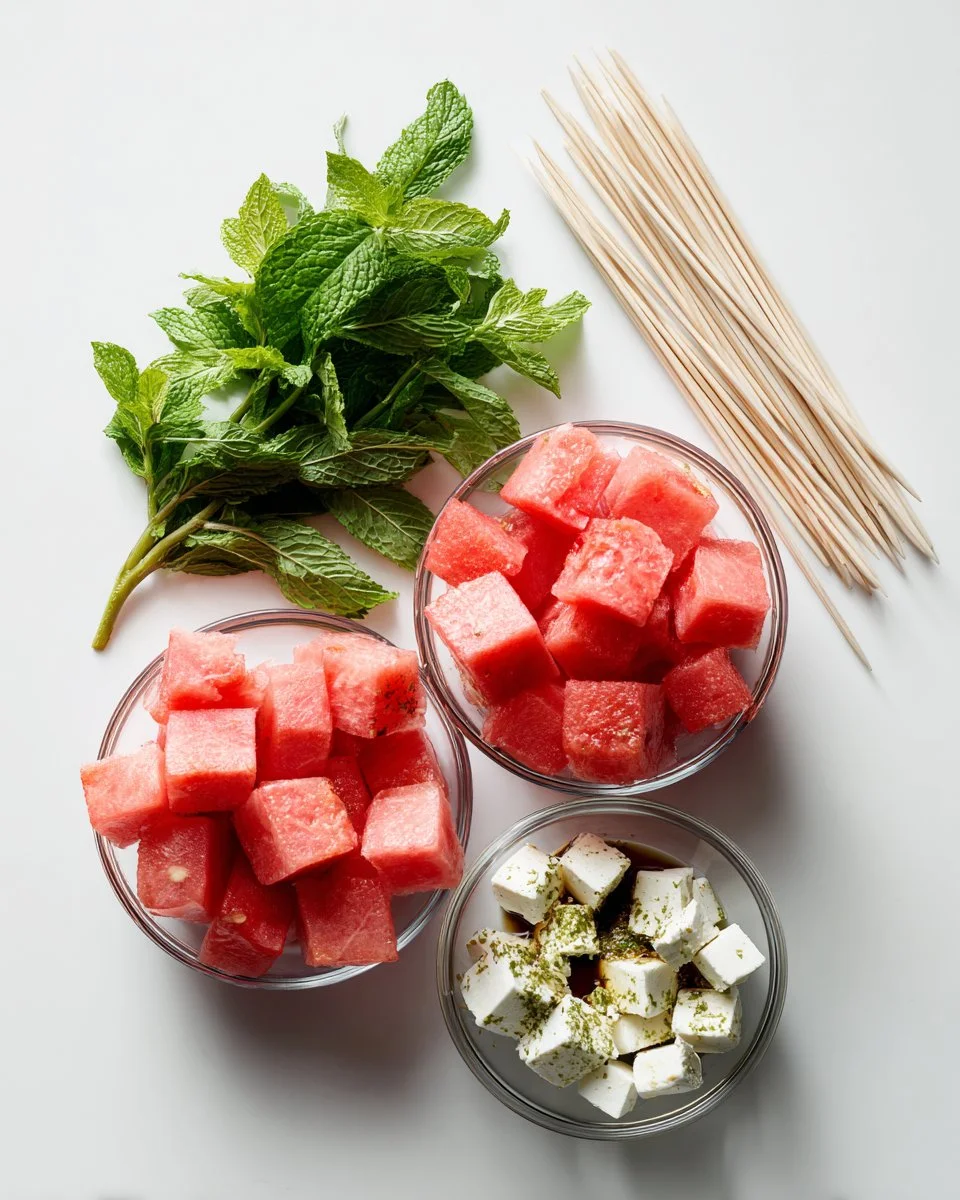 Watermelon Feta Mint Skewers