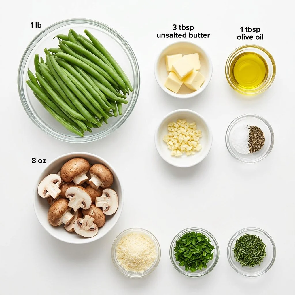 Garlic Butter Sautéed Green Beans And Mushrooms