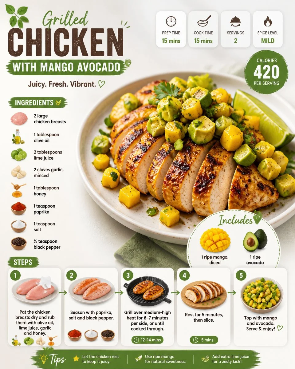 Grilled Chicken With Mango Avocado