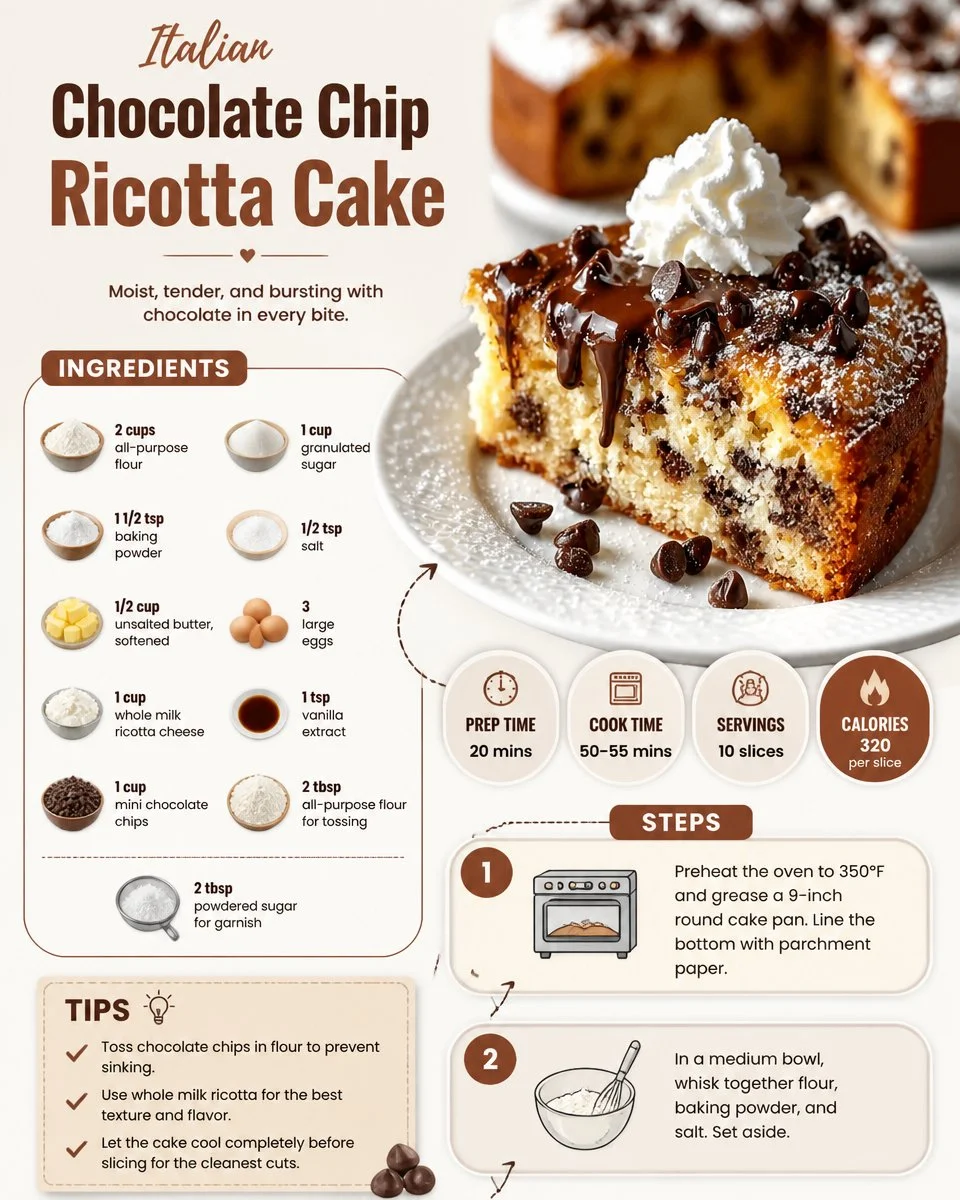 Italian Chocolate Chip Ricotta Cake