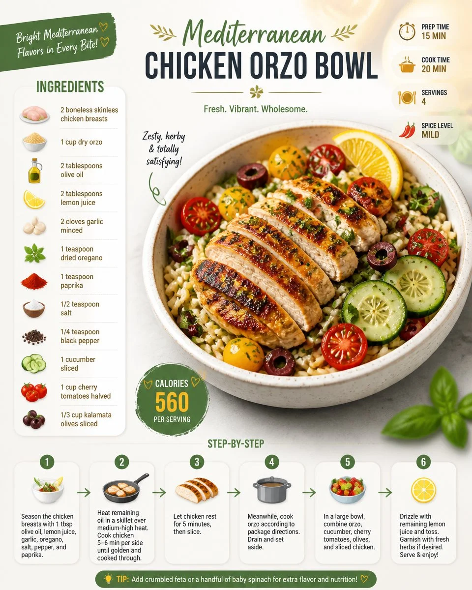 Mediterranean Chicken Orzo Bowl