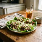 Delicious PF Chang's Chicken Lettuce Wraps served with dipping sauce