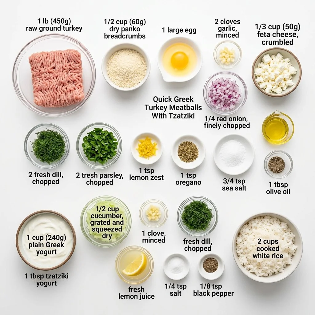 Quick Greek Turkey Meatballs With Tzatziki
