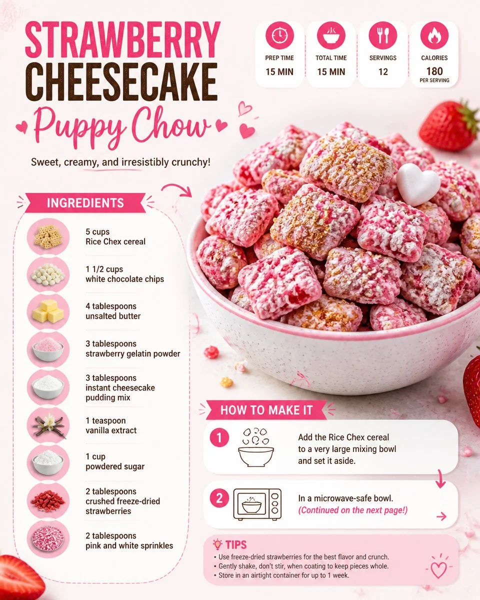 Strawberry Cheesecake Puppy Chow