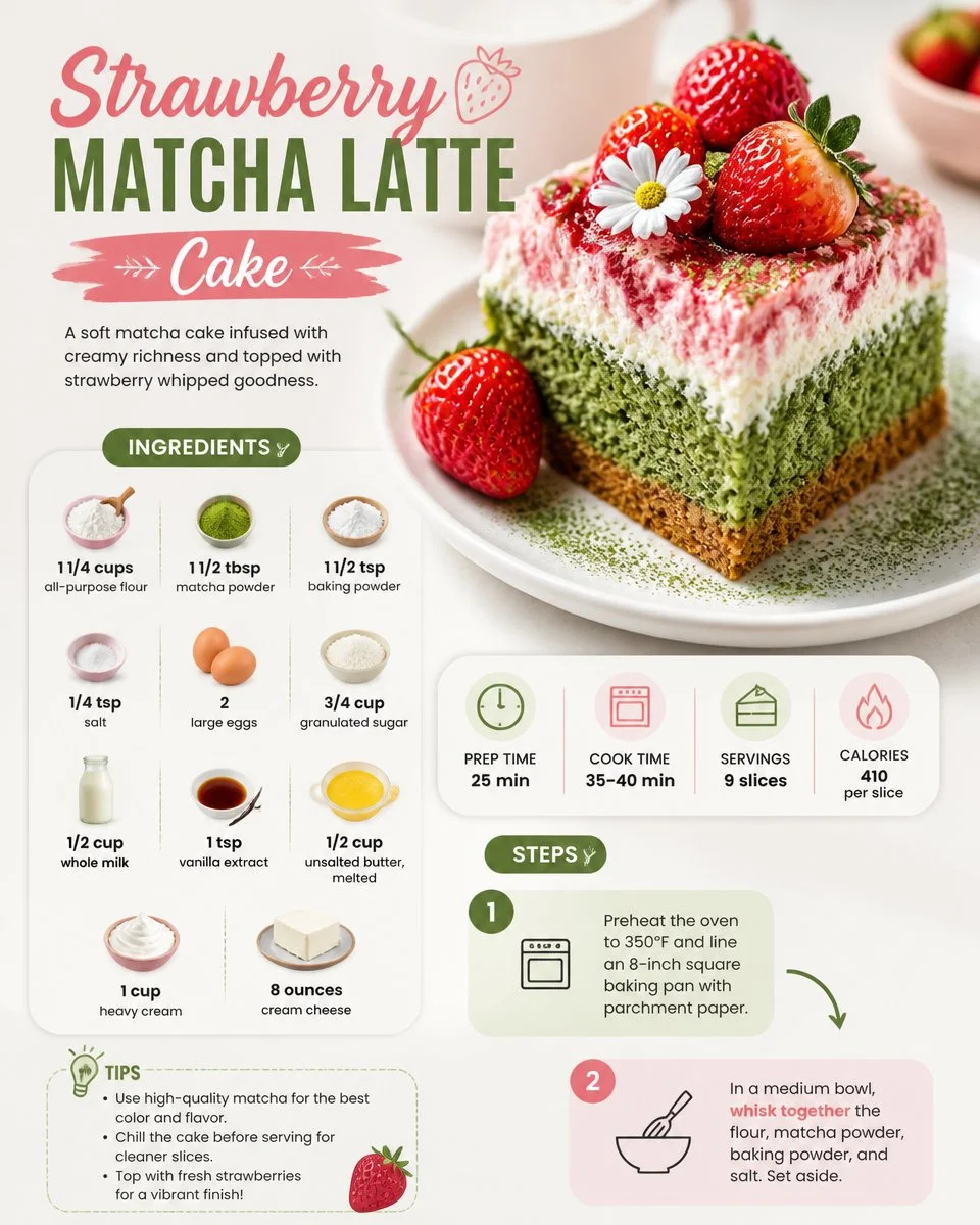 Strawberry Matcha Latte Cake