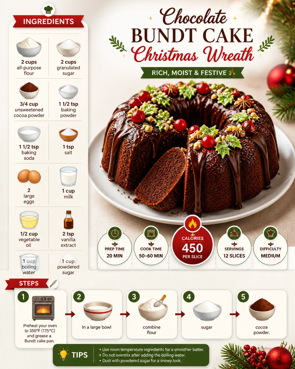 Chocolate Bundt Cake Christmas Wreath