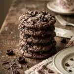 Freshly baked Chocolate Cherry Cookies with chocolate chunks and cherries.