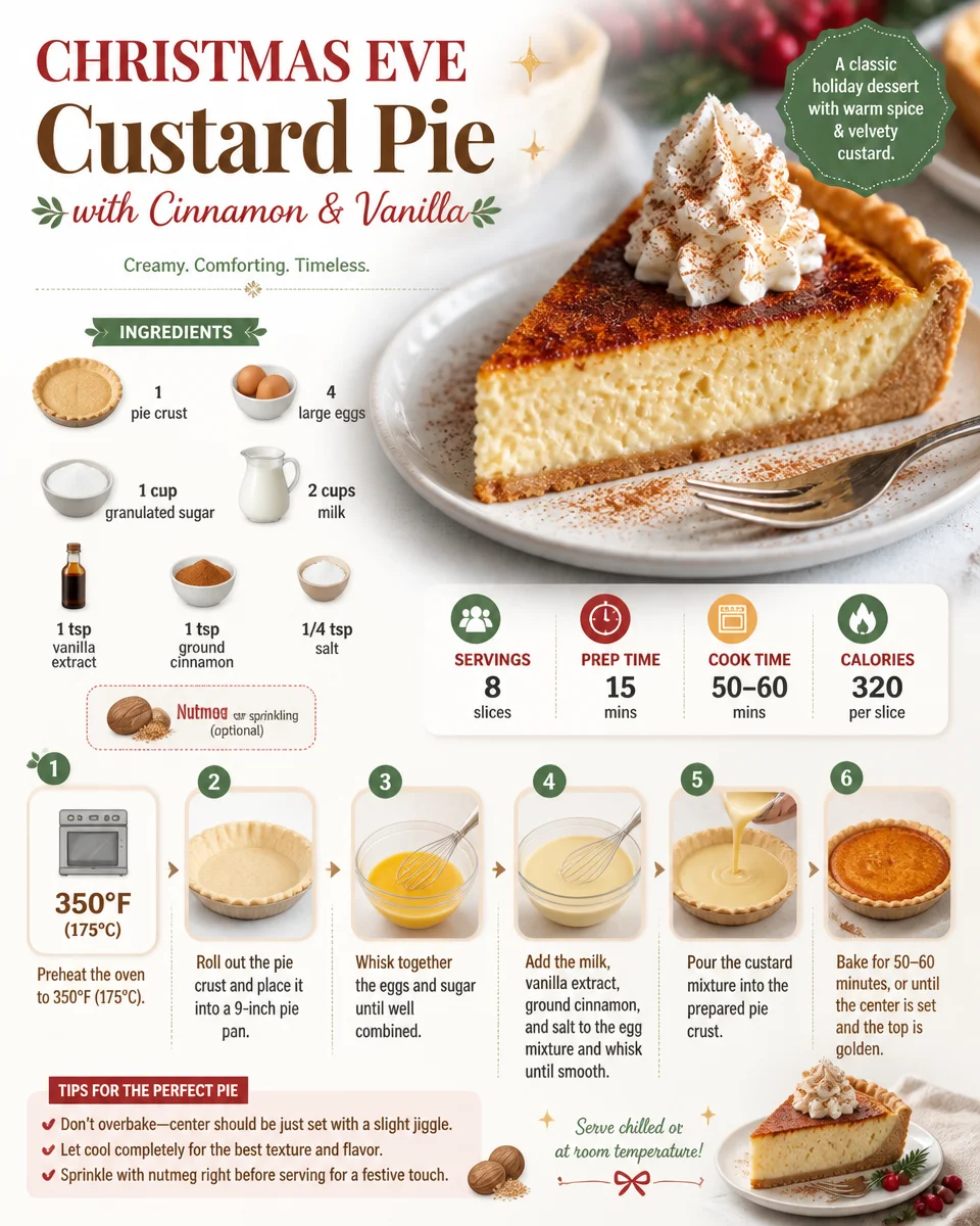 Christmas Eve Custard Pie with Cinnamon & Vanilla