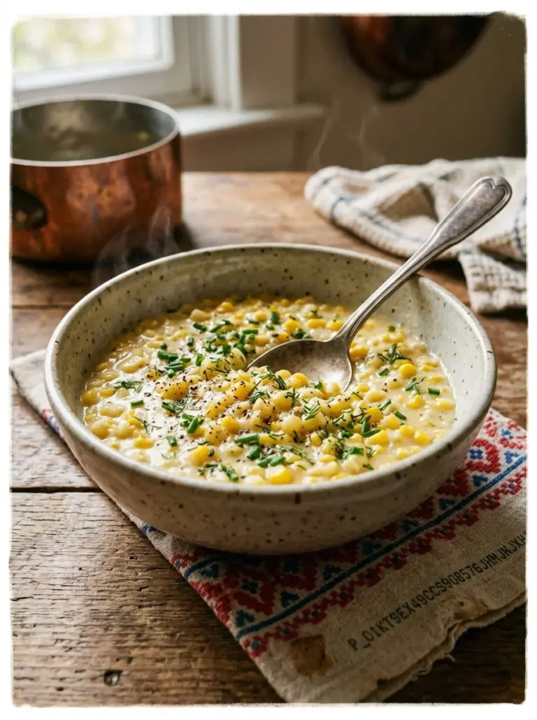 Delicious bowl of homemade creamed corn served as a side dish.