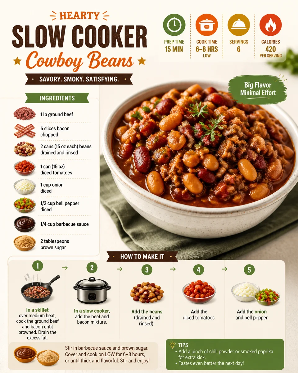 Hearty Slow Cooker Cowboy Beans