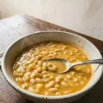 Bowl of creamy mac and cheese soup topped with herbs and cheese.