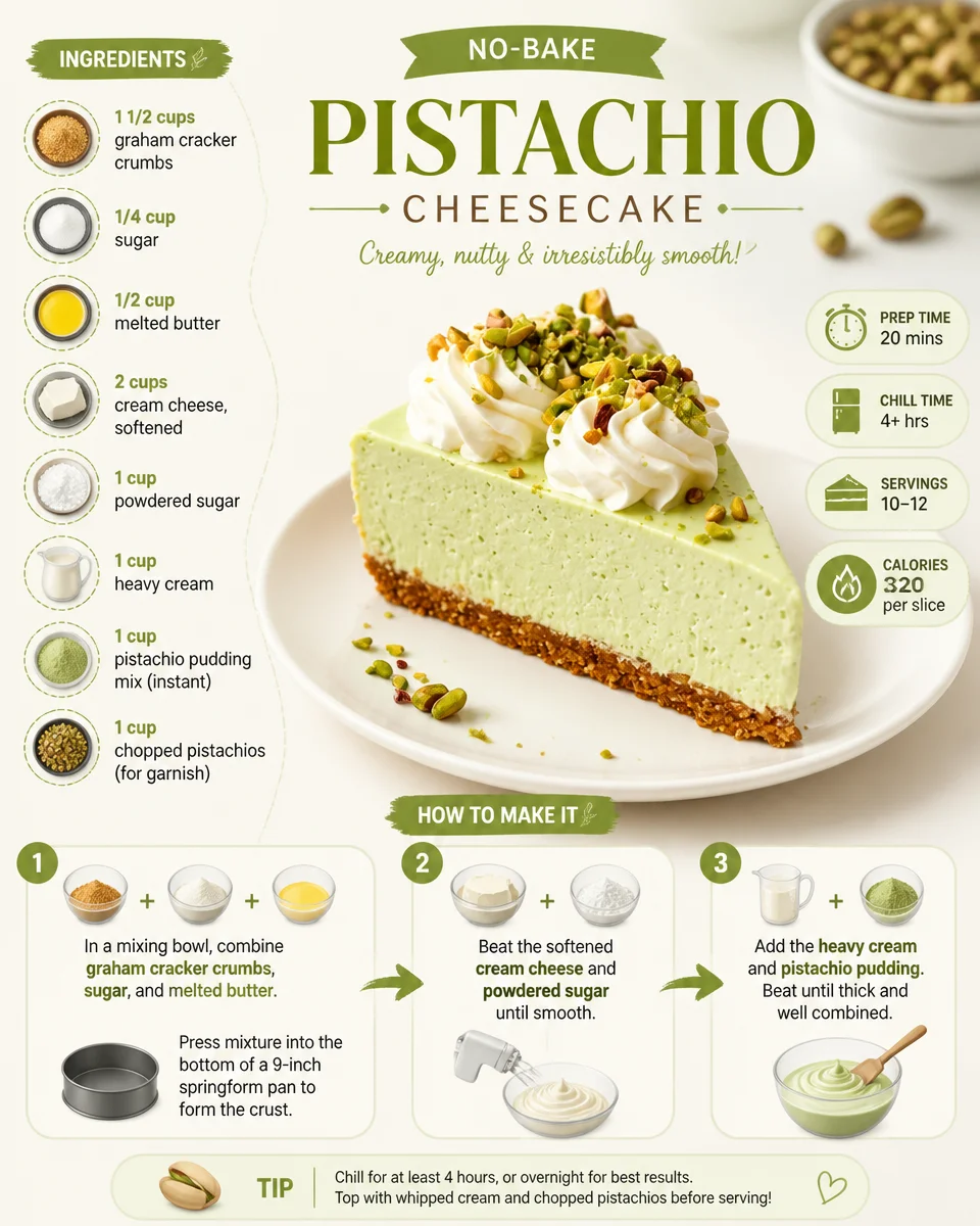 No-Bake Pistachio Cheesecake