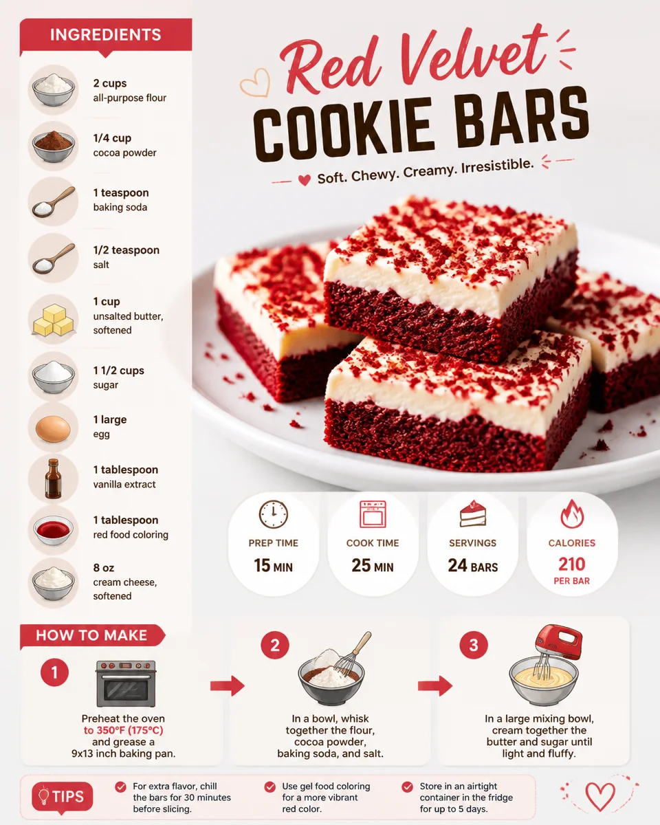 Red Velvet Cookie Bars