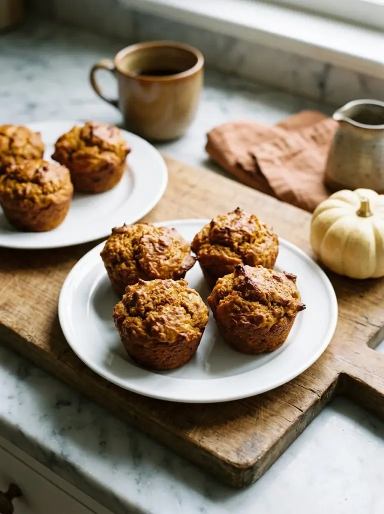 Freshly baked sourdough pumpkin muffins with spices and texture