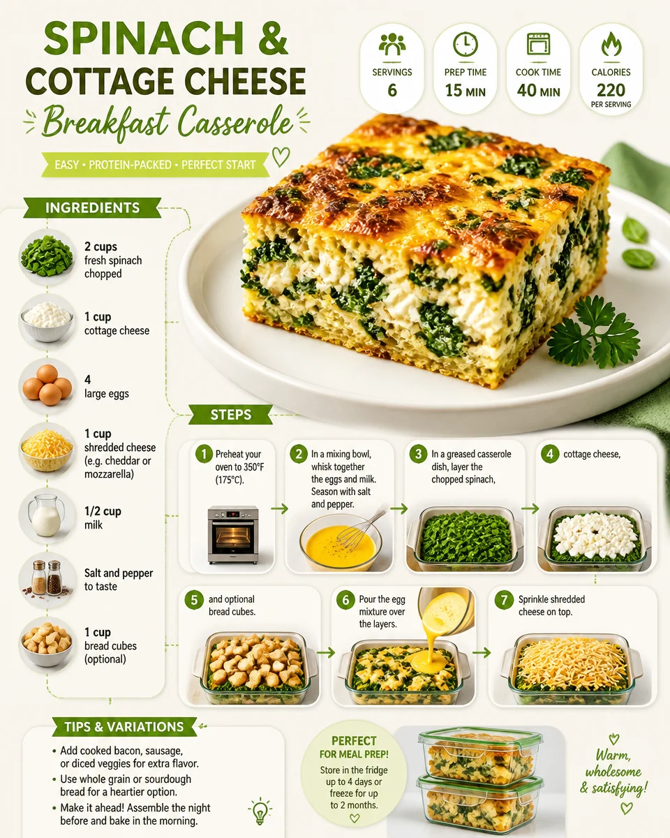 Spinach and Cottage Cheese Breakfast Casserole